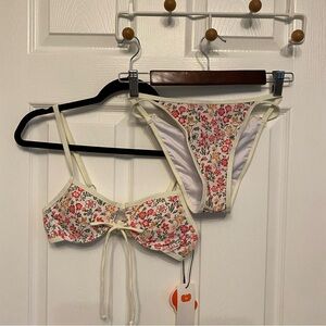 NWT Cider Underwire Floral Cheeky Fully Lined Bikini Swimsuit Small